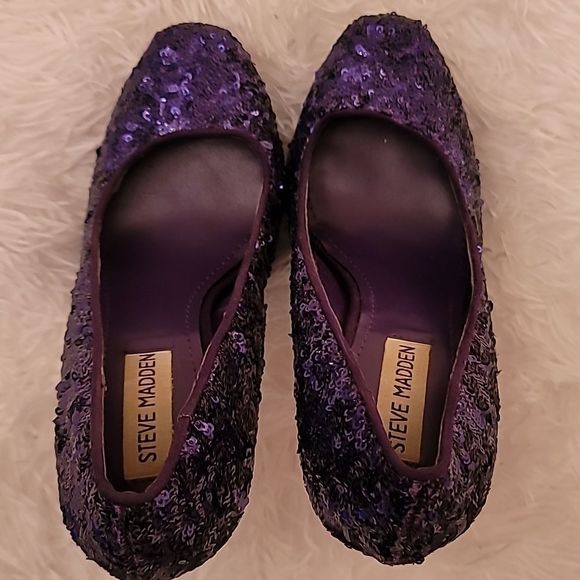 Steve Madden Bitter Purple Sequin Heels - Picture 9 of 16
